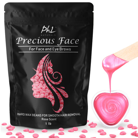 Precious Face Waxing Beans for Eyebrow Shaping, Upper Lip, and Thin Facial Hair - Large 1 lb Bag Refill Beads plus 20 Applicators